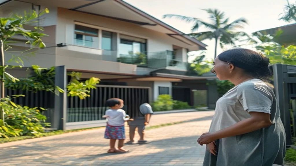 Foto Bumi Sentosa 2 menampilkan tampilan modern gedung apartemen dengan desain kontemporer.