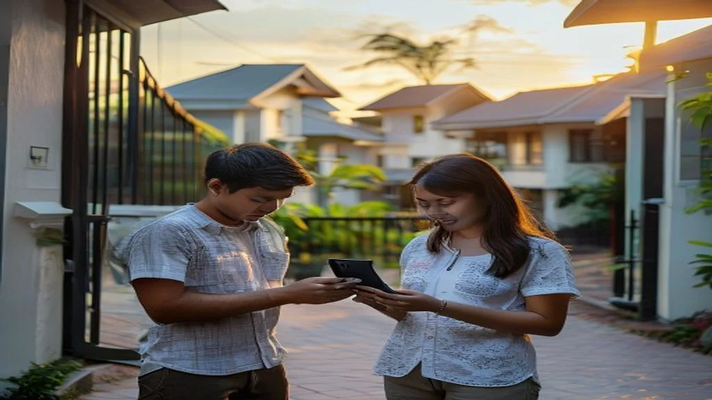 Eksterior modern Griya Pesona Cileungsi menampilkan taman hijau dan arsitektur minimalis yang elegan.