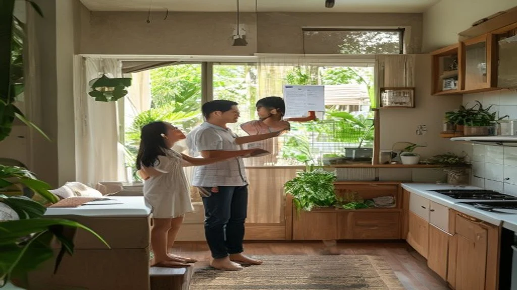 Foto interior kontrakan rumah murah dengan interior sederhana, ruang tamu dan kamar tidur bersih